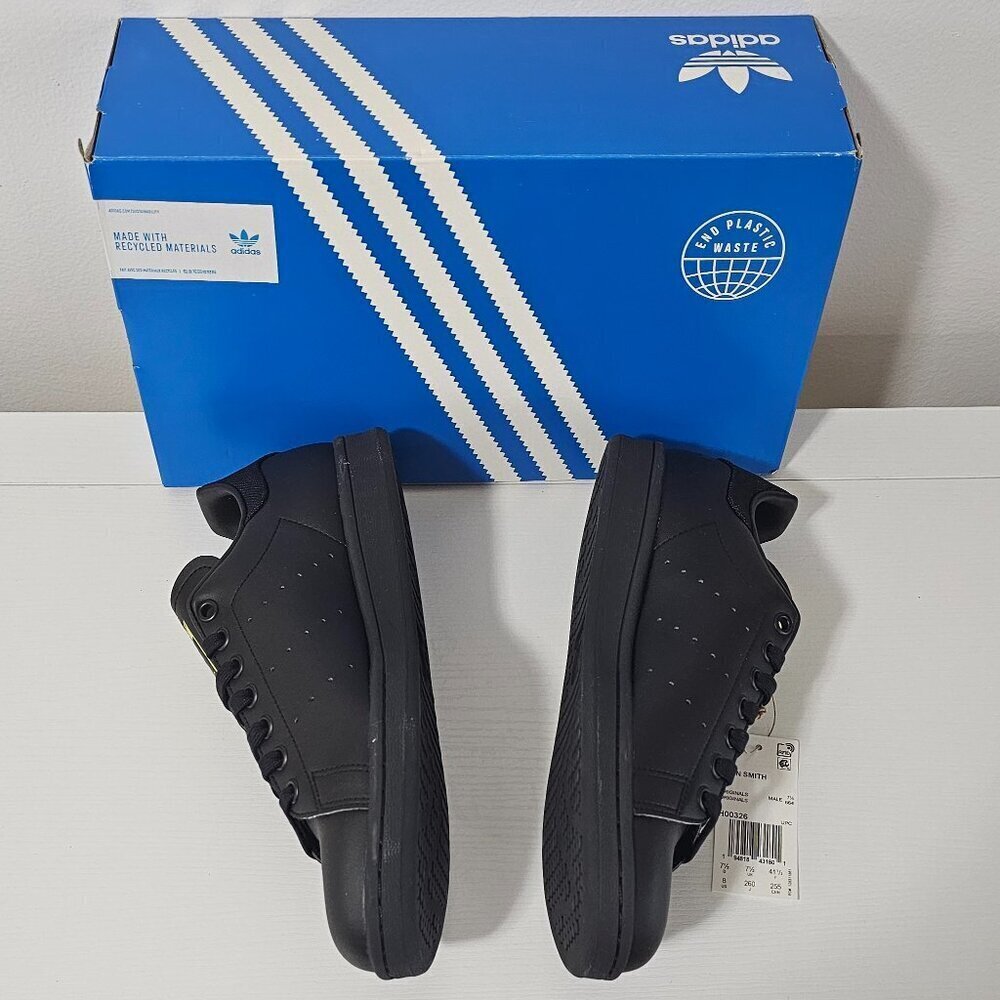 Adidas Stan Smith  'BLACK SEMI SOLAR YELLOW'  Men's Shoes Size 8   H00326 - Picture 3 of 7